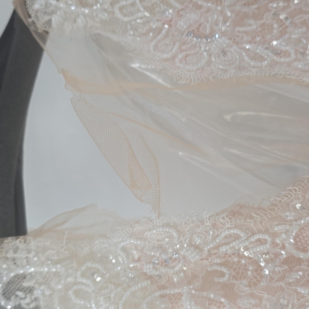 Marchesa Essence Blush Elegant Lace Wedding Gown - Picture 8 of 17